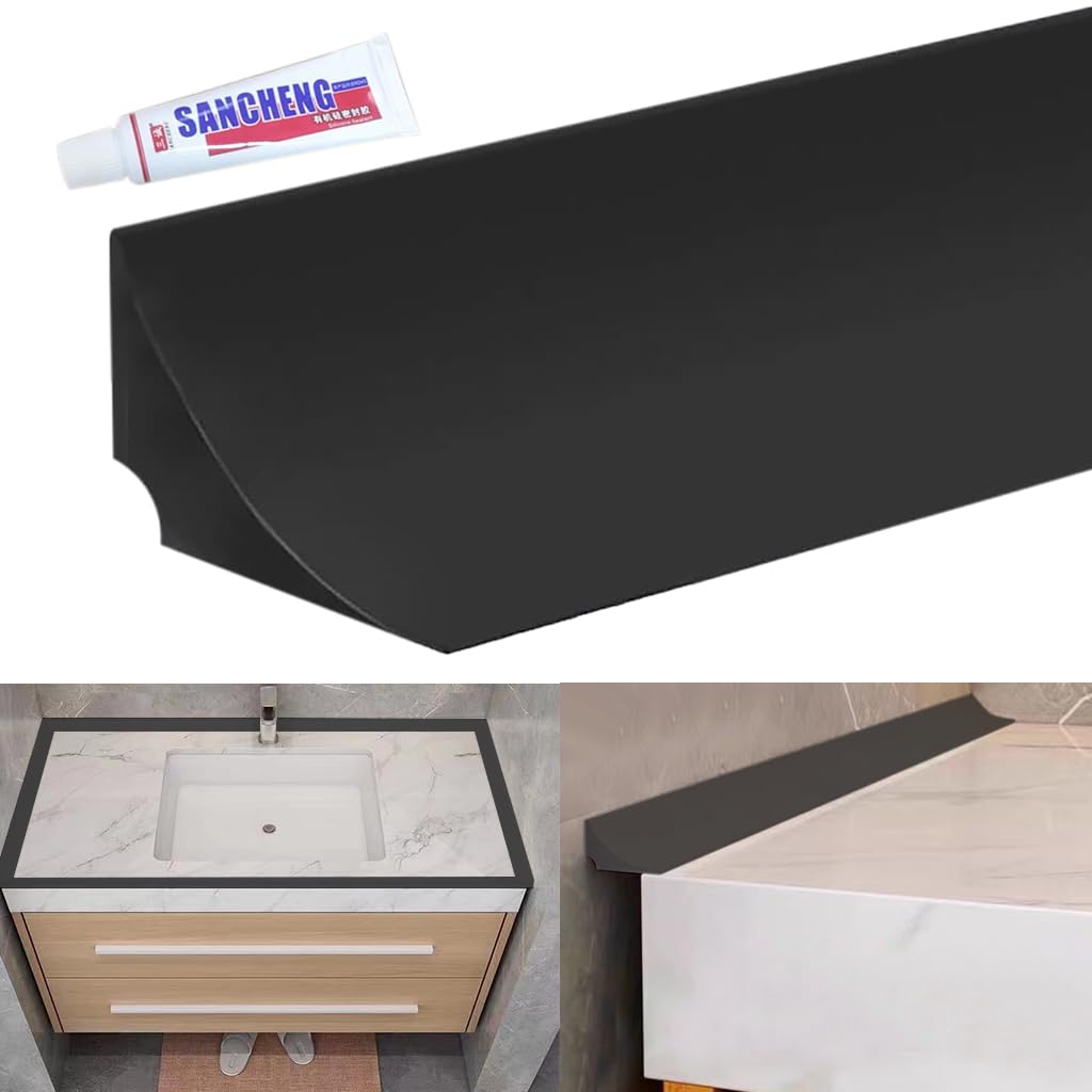 HASTHIP 39 inches Water Stopper Strip Silicone Curved Edge Water Guard Blocker with 1 Waterproof Glue, Self-Adhesive Silicone Shower Splash Guard for Kitchen Countertop Sink, Cooktop, Bathroom Tub HASTHIP 39 inches Water Stopper Strip Silicone Curved Edge Water Guard Blocker with 1 Waterproof Glue, Self-Adhesive Silicone Shower Splash Guard for Kitchen Countertop Sink, Cooktop, Bathroom Tub